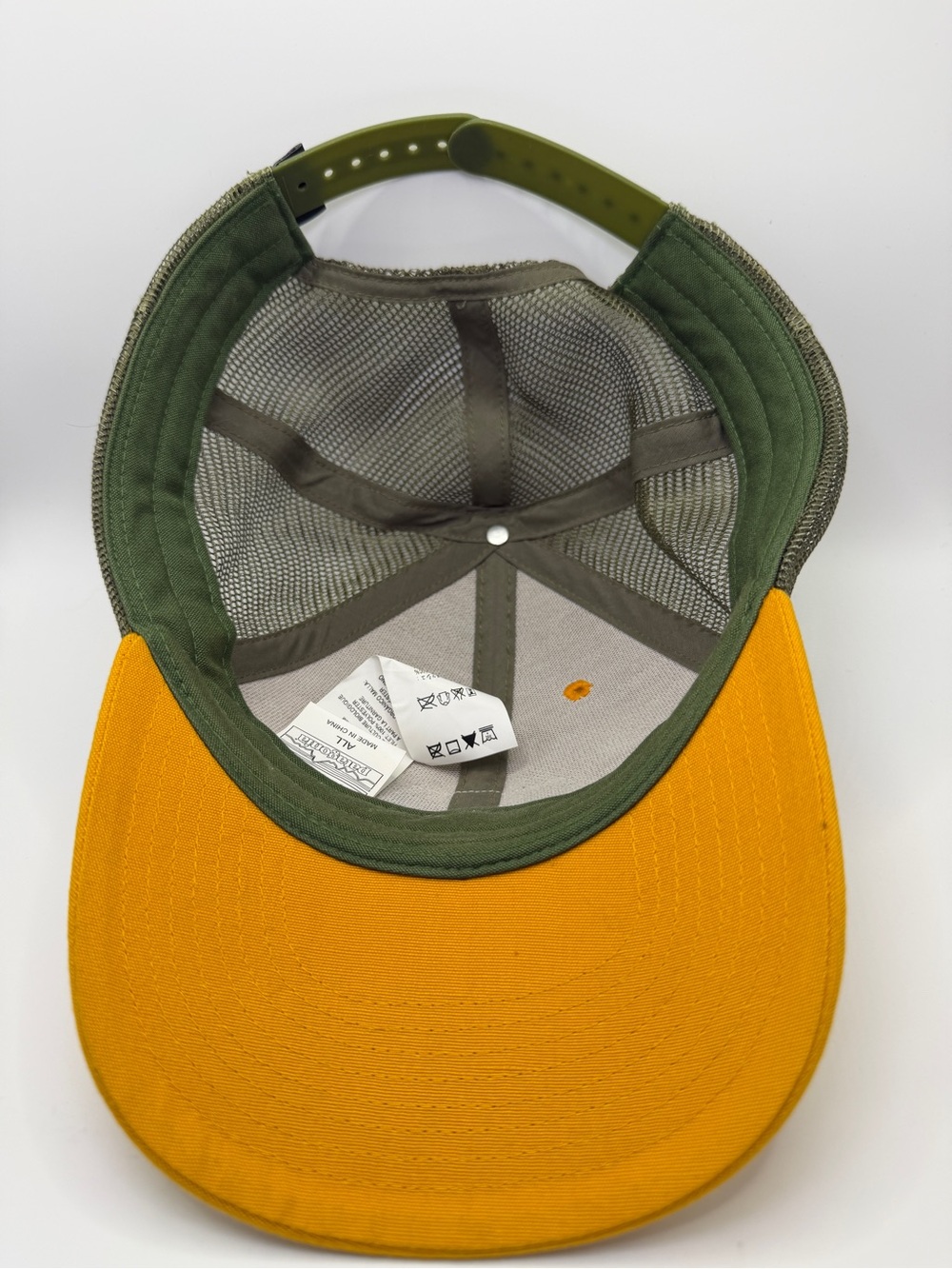 Patagonia P-6 Logo Trucker Hat in Yellow and Olive Green - Picture 4 of 10